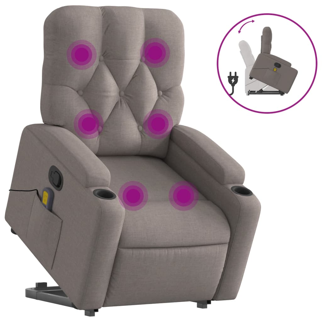 Sta-op-massagestoel verstelbaar stof taupe