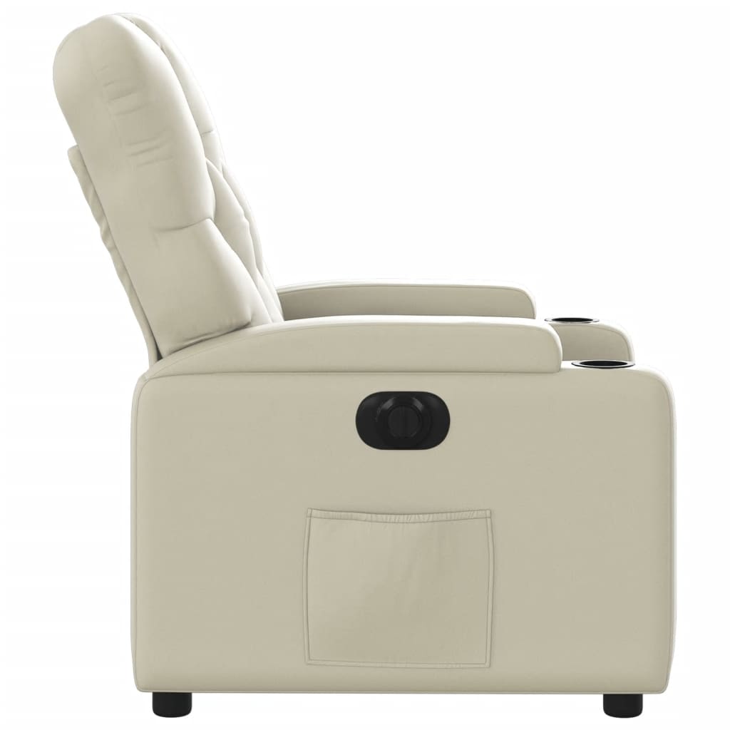 Fauteuil elektrisch verstelbaar kunstleer crèmekleurig
