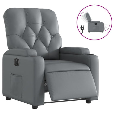 Fauteuil verstelbaar elektrisch kunstleer grijs