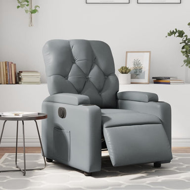 Fauteuil verstelbaar elektrisch kunstleer grijs
