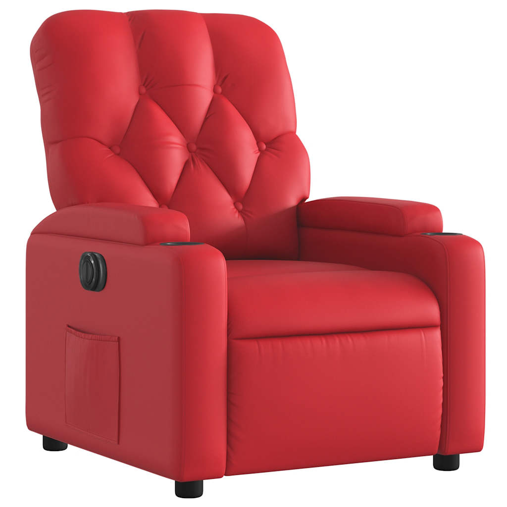 Fauteuil verstelbaar elektrisch kunstleer rood