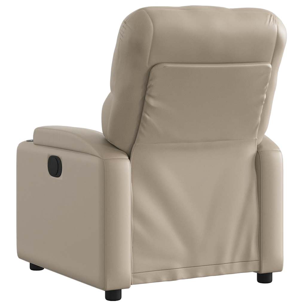 Fauteuil verstelbaar elektrisch kunstleer cappuccinokleurig
