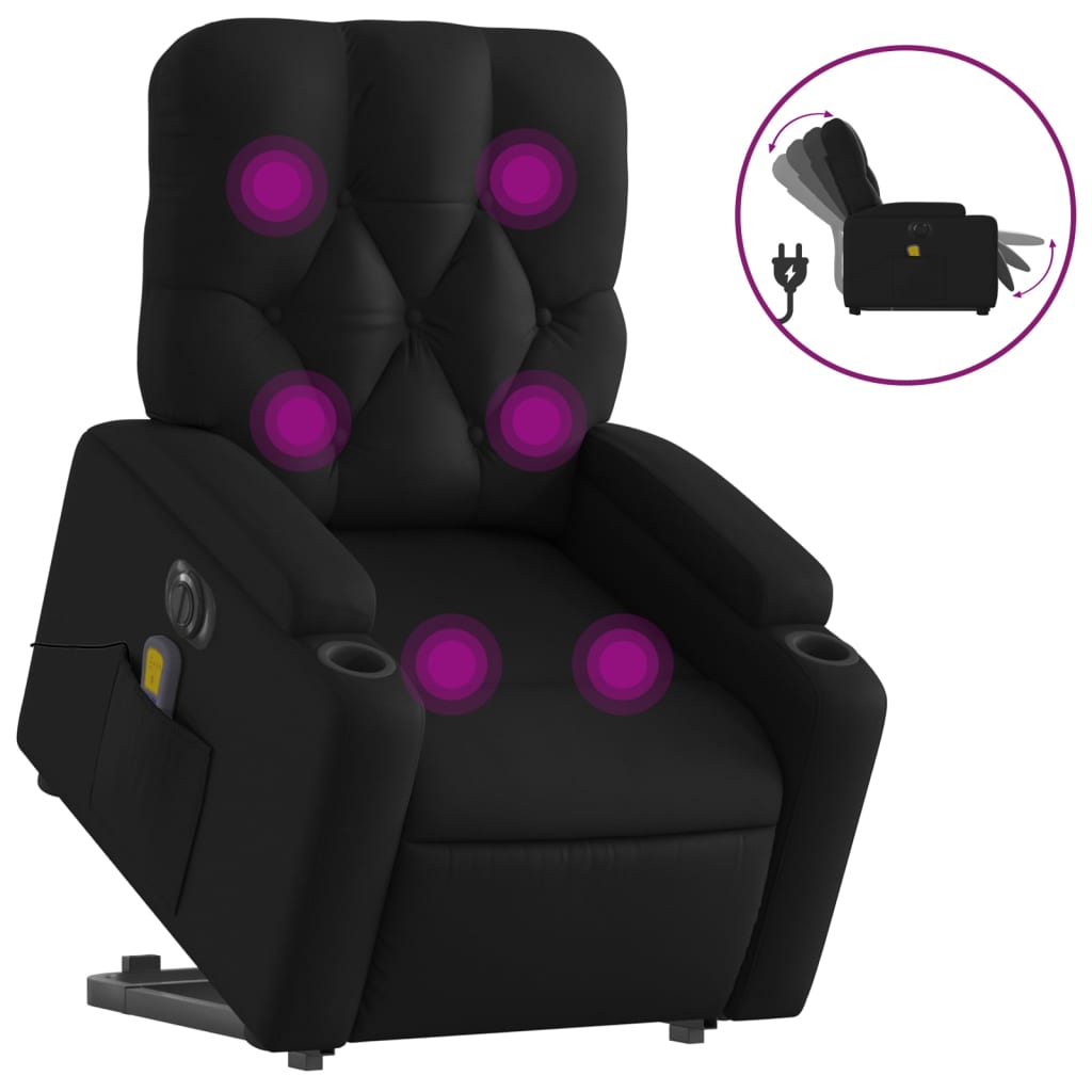 Sta-op-massagestoel elektrisch kunstleer zwart
