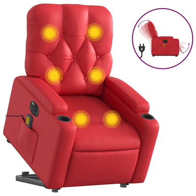 Sta-op-massagestoel elektrisch kunstleer rood