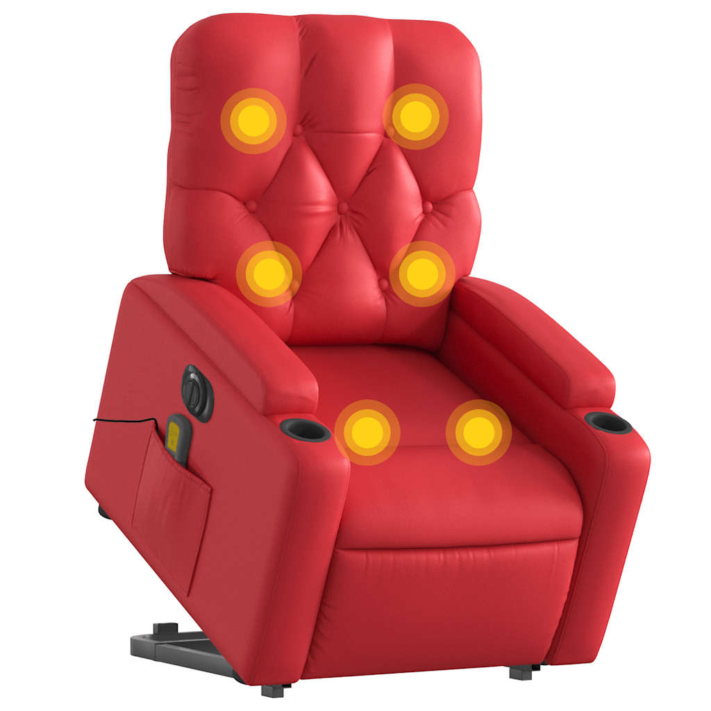 Sta-op-massagestoel elektrisch kunstleer rood