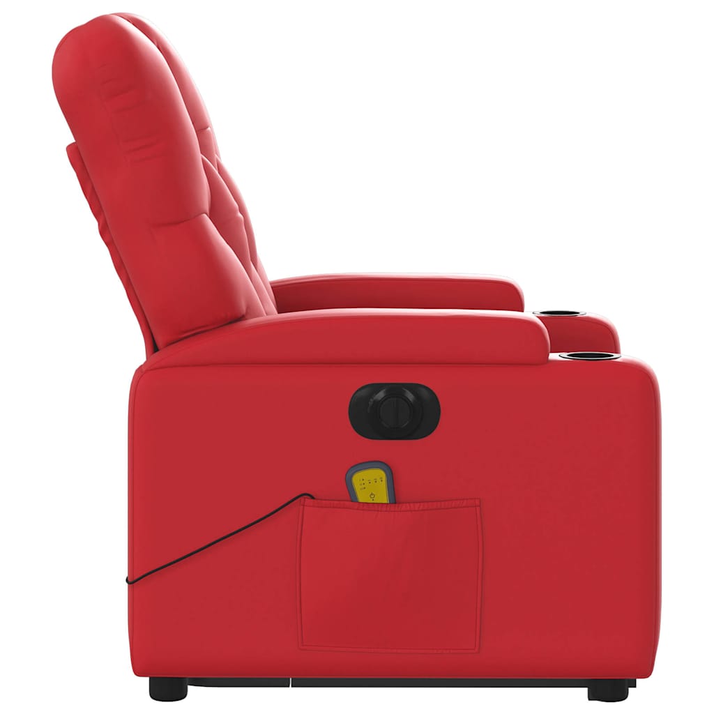 Sta-op-massagestoel elektrisch kunstleer rood