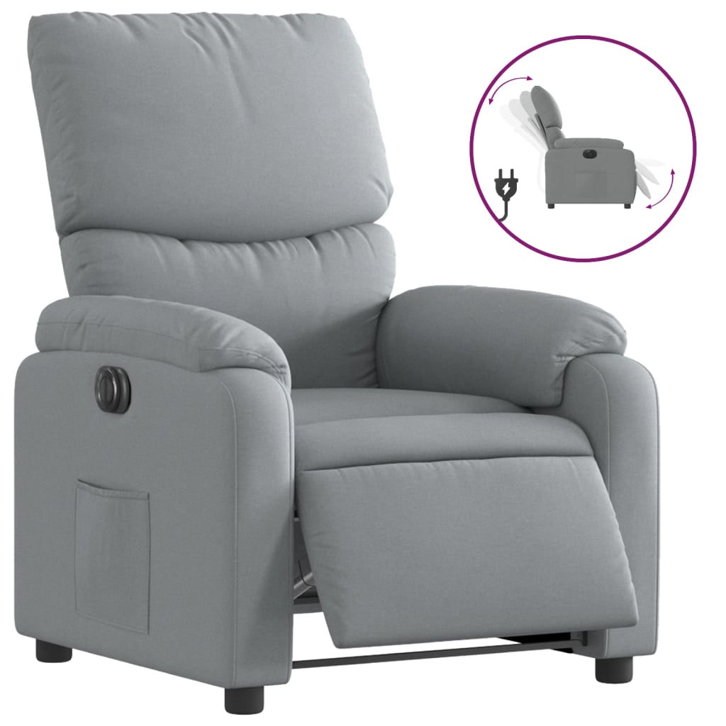Fauteuil elektrisch verstelbaar stof lichtgrijs