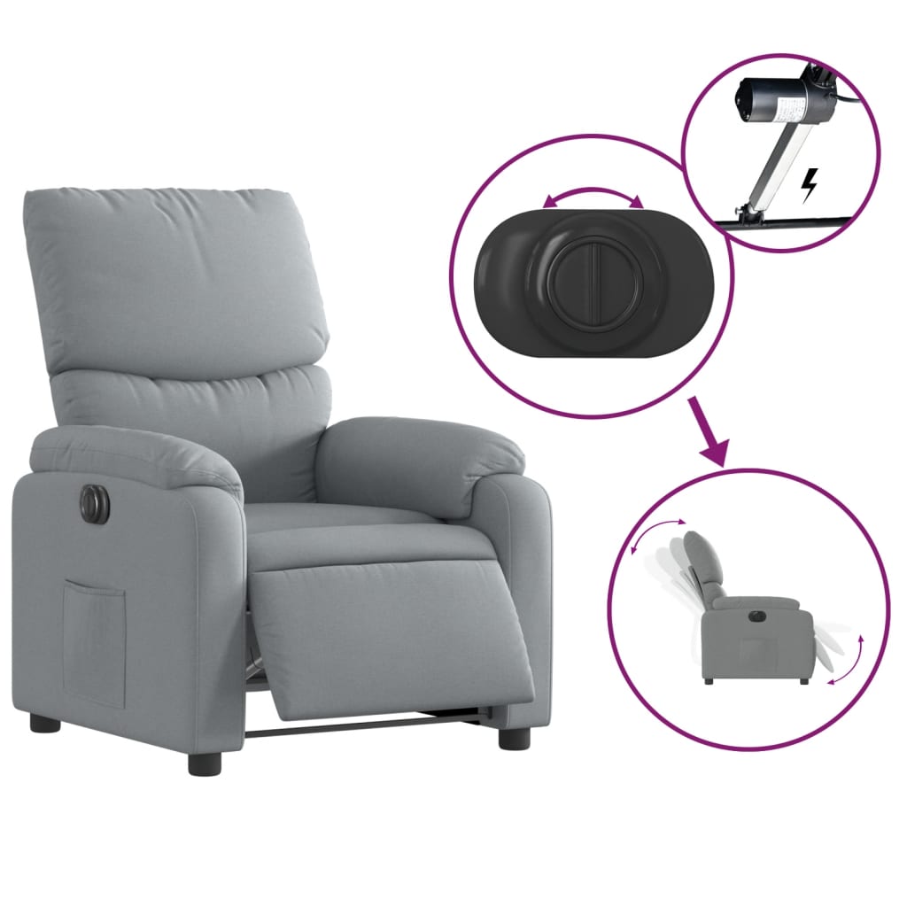 Fauteuil elektrisch verstelbaar stof lichtgrijs