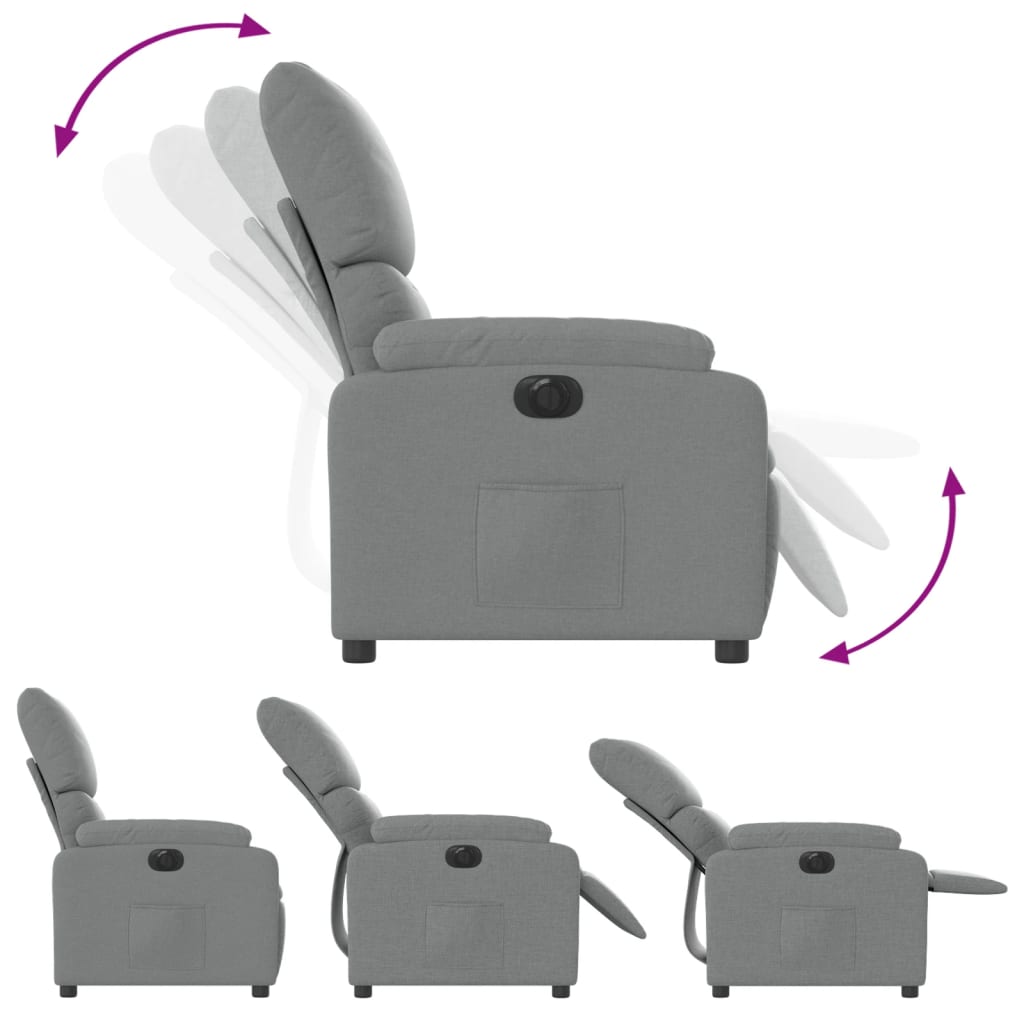 Fauteuil elektrisch verstelbaar stof lichtgrijs