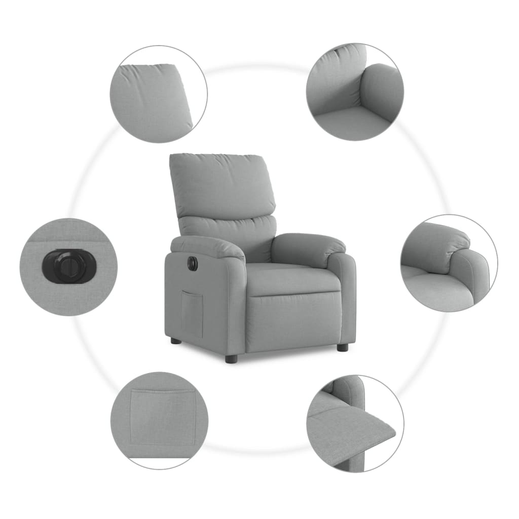 Fauteuil elektrisch verstelbaar stof lichtgrijs
