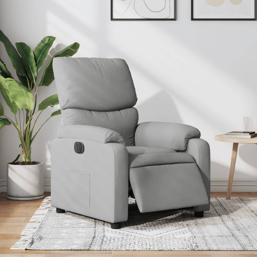 Fauteuil elektrisch verstelbaar stof lichtgrijs