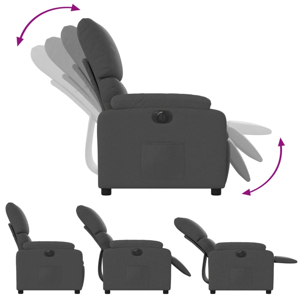 Fauteuil elektrisch verstelbaar stof donkergrijs