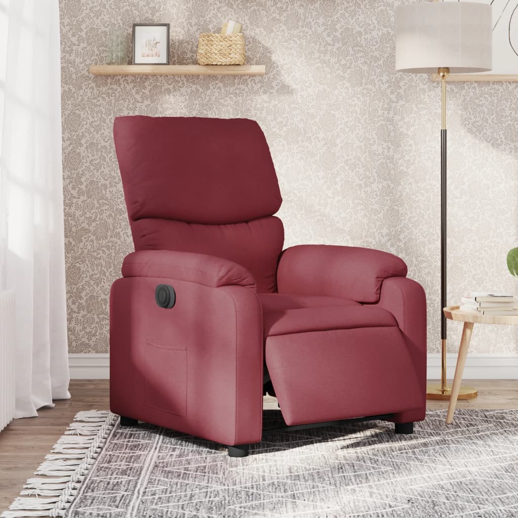 Fauteuil verstelbaar elektrisch stof wijnrood