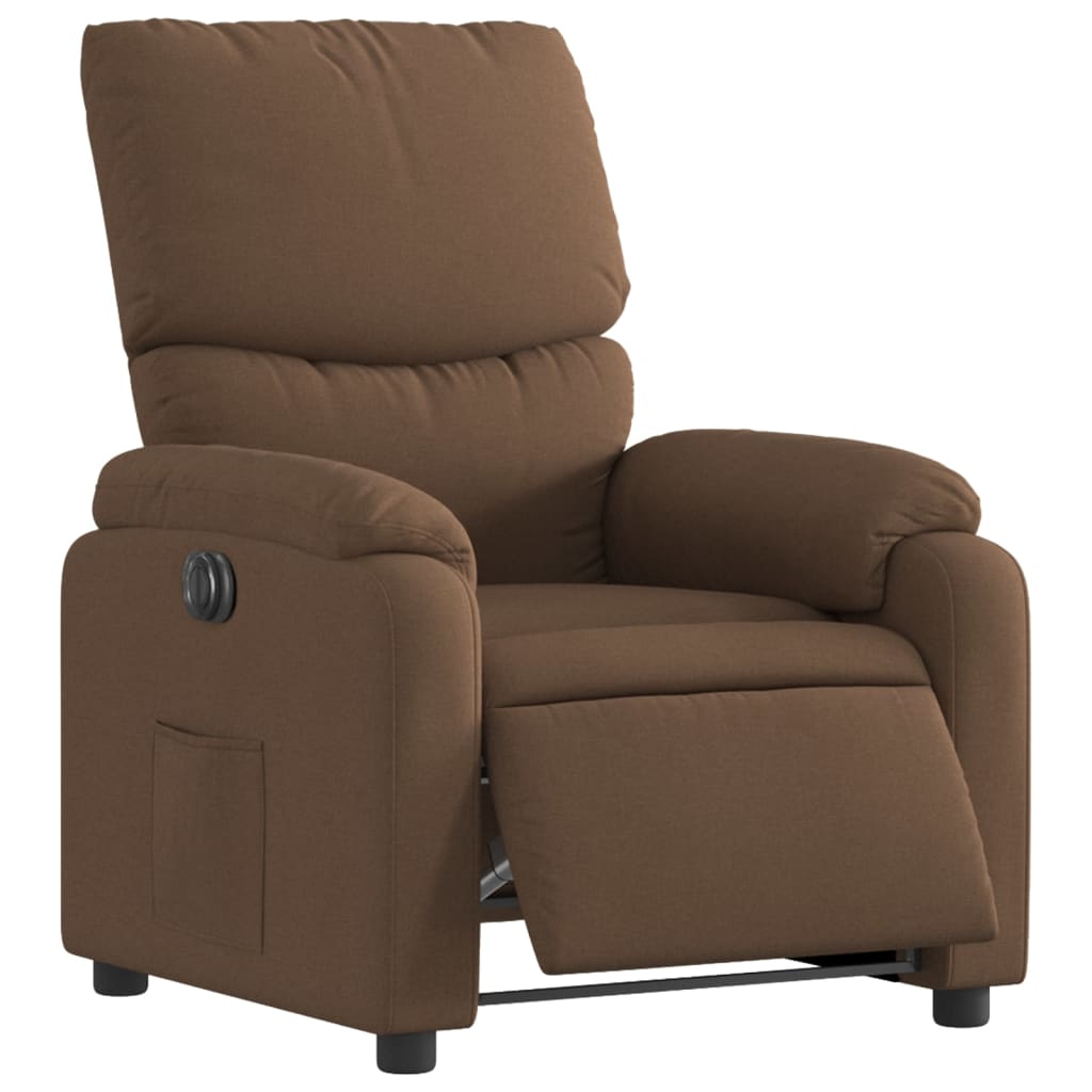 Fauteuil verstelbaar elektrisch stof bruin