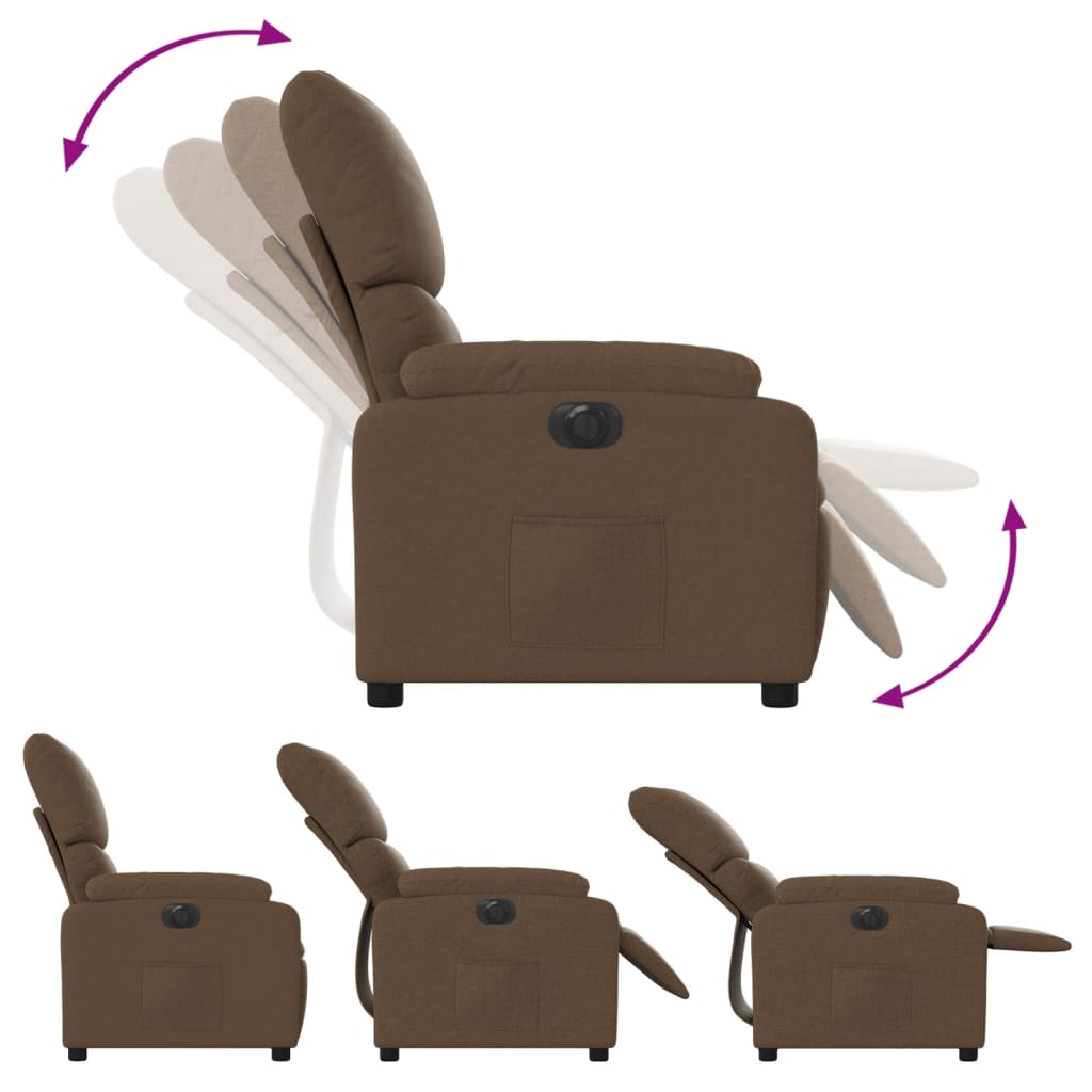 Fauteuil verstelbaar elektrisch stof bruin
