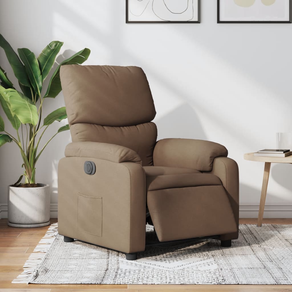 Fauteuil verstelbaar elektrisch stof bruin