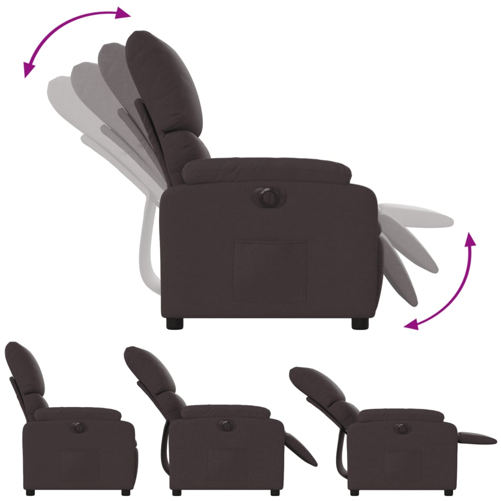 Fauteuil verstelbaar elektrisch stof donkerbruin
