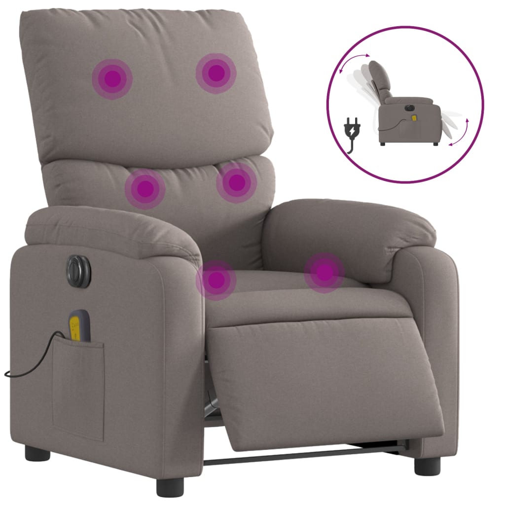 Massagestoel elektrisch verstelbaar stof taupe