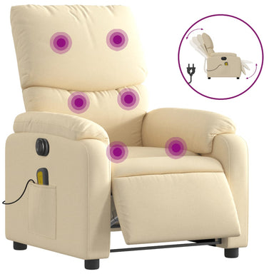 Massagestoel elektrisch verstelbaar stof crèmekleurig