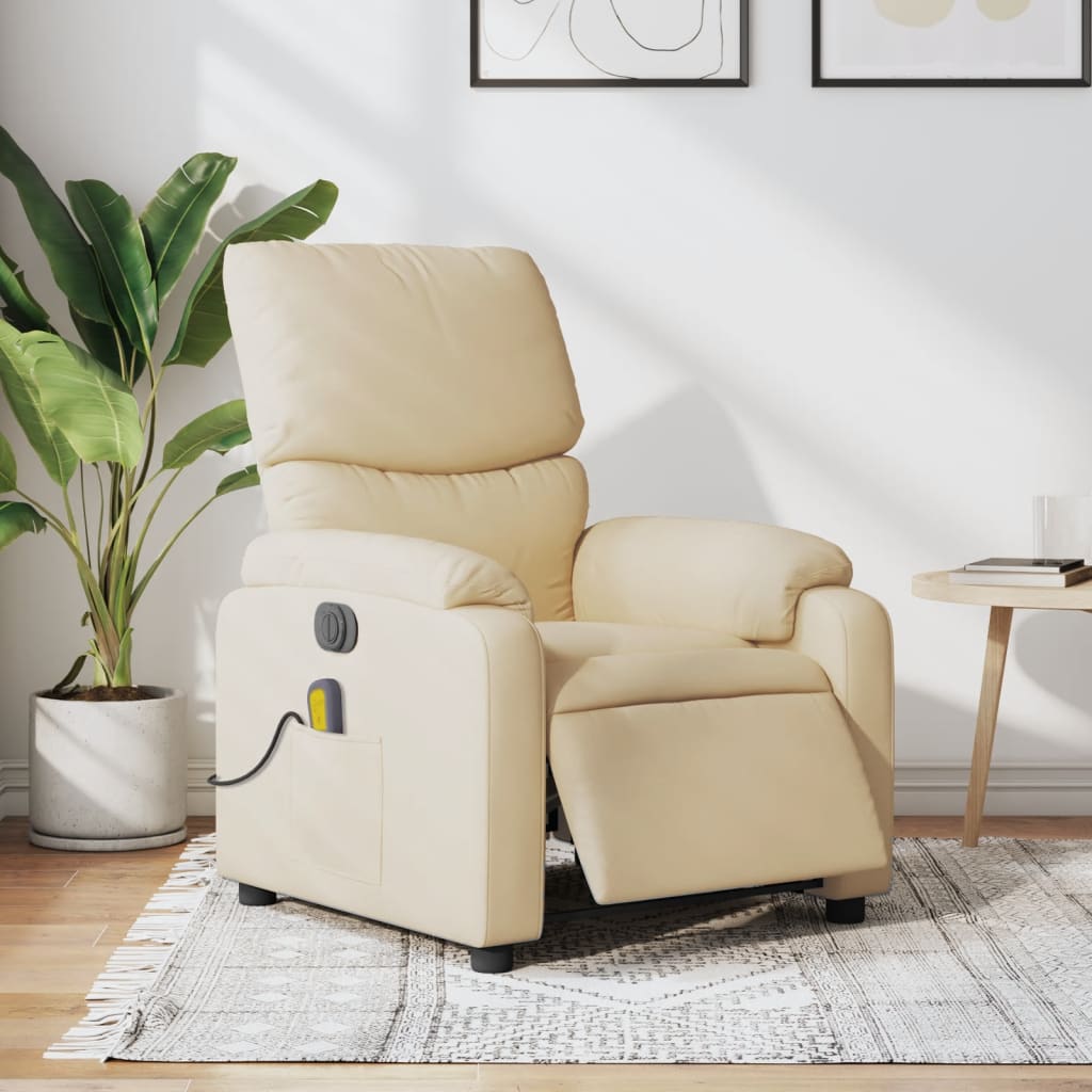 Massagestoel elektrisch verstelbaar stof crèmekleurig