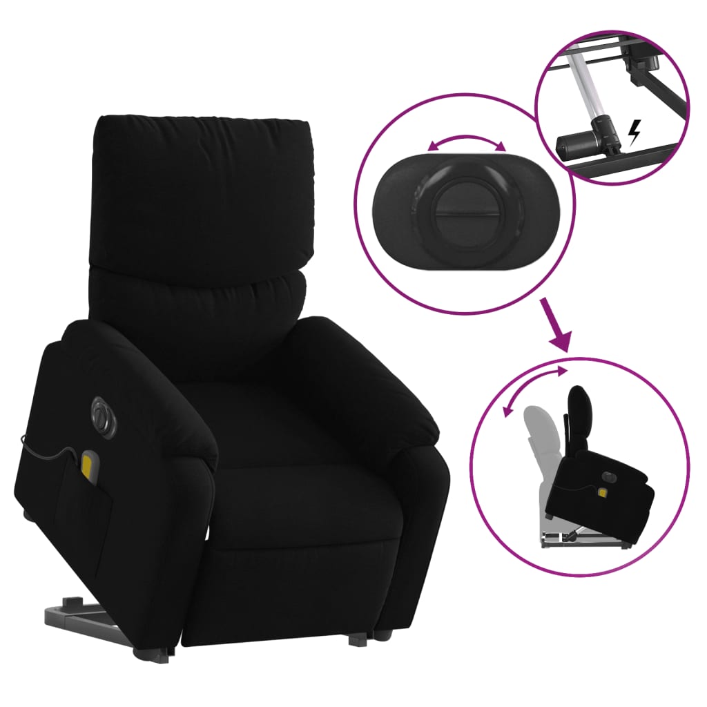 Sta-op-massagestoel elektrisch verstelbaar stof zwart