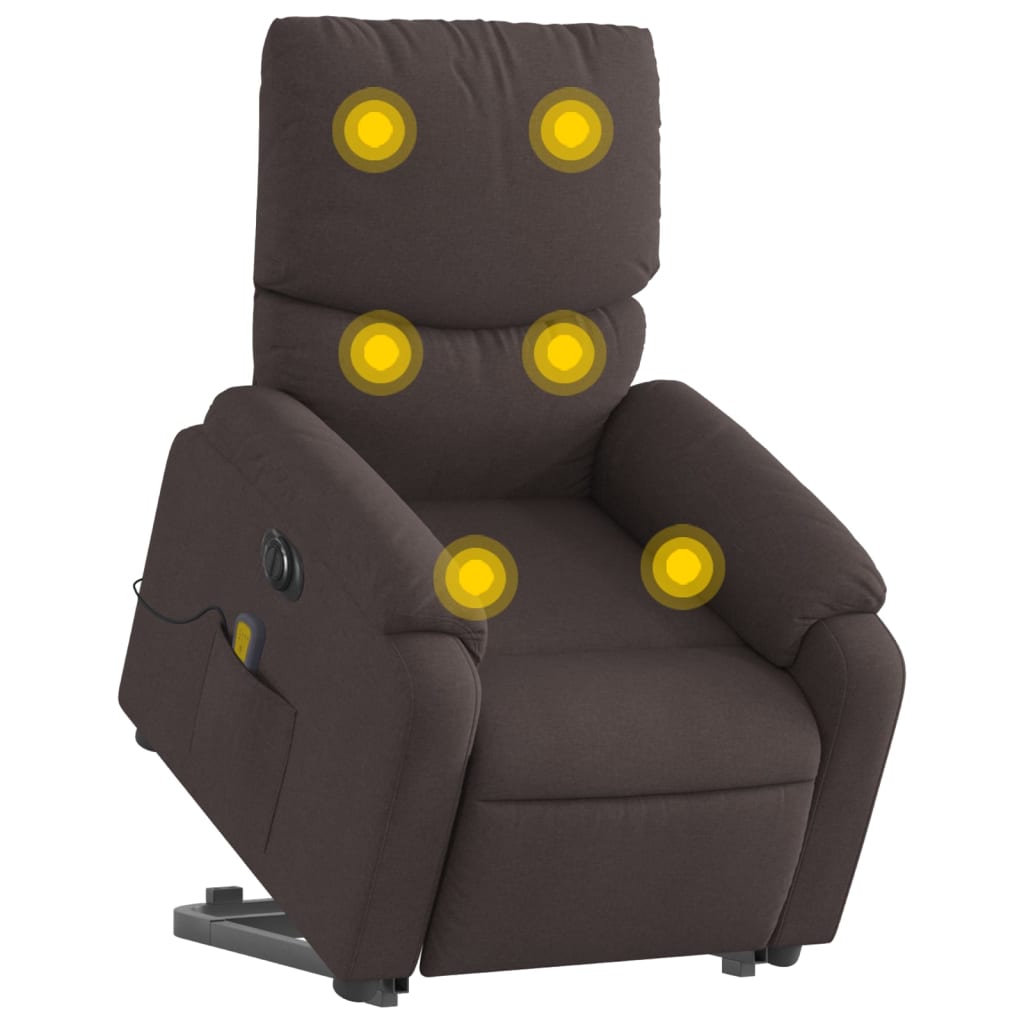 Sta-op-massagestoel elektrisch verstelbaar stof donkerbruin