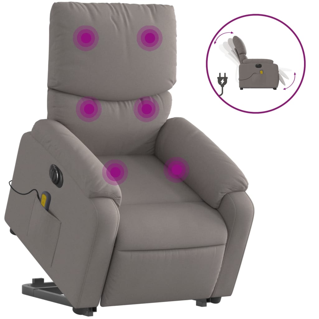 Sta-op-massagestoel elektrisch verstelbaar stof taupe