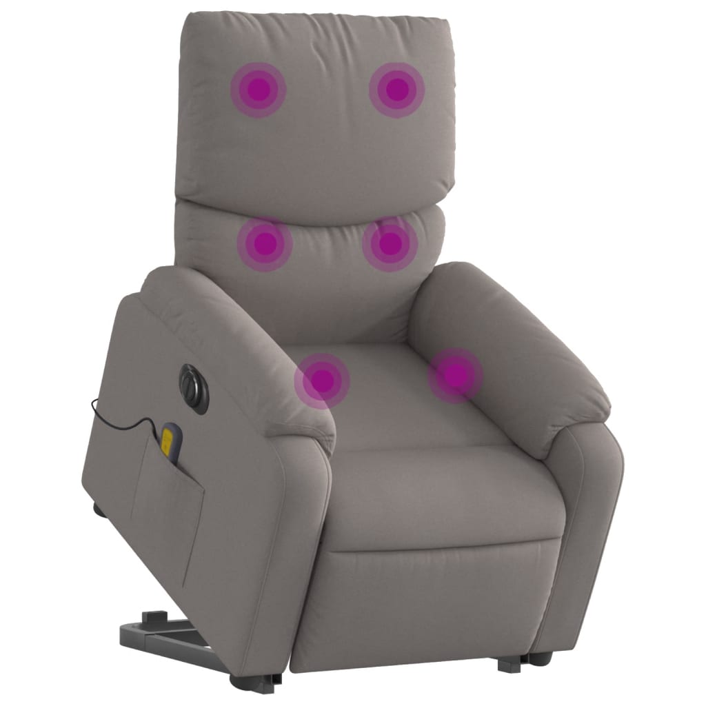 Sta-op-massagestoel elektrisch verstelbaar stof taupe
