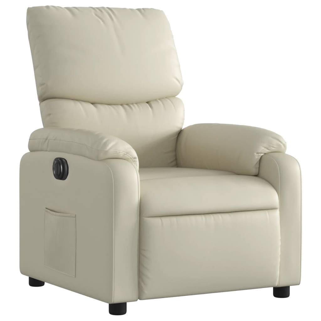 Fauteuil elektrisch verstelbaar kunstleer crèmekleurig