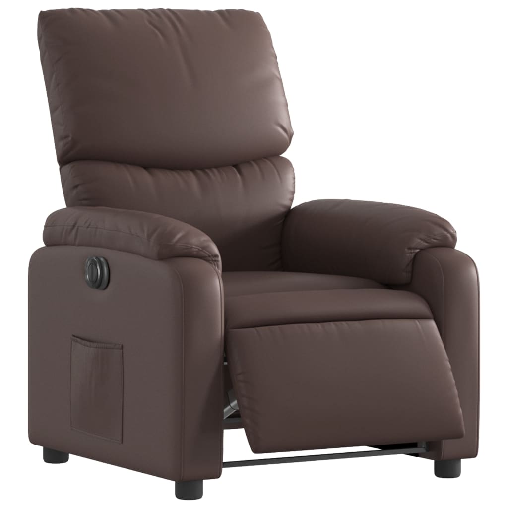 Fauteuil verstelbaar elektrisch kunstleer bruin