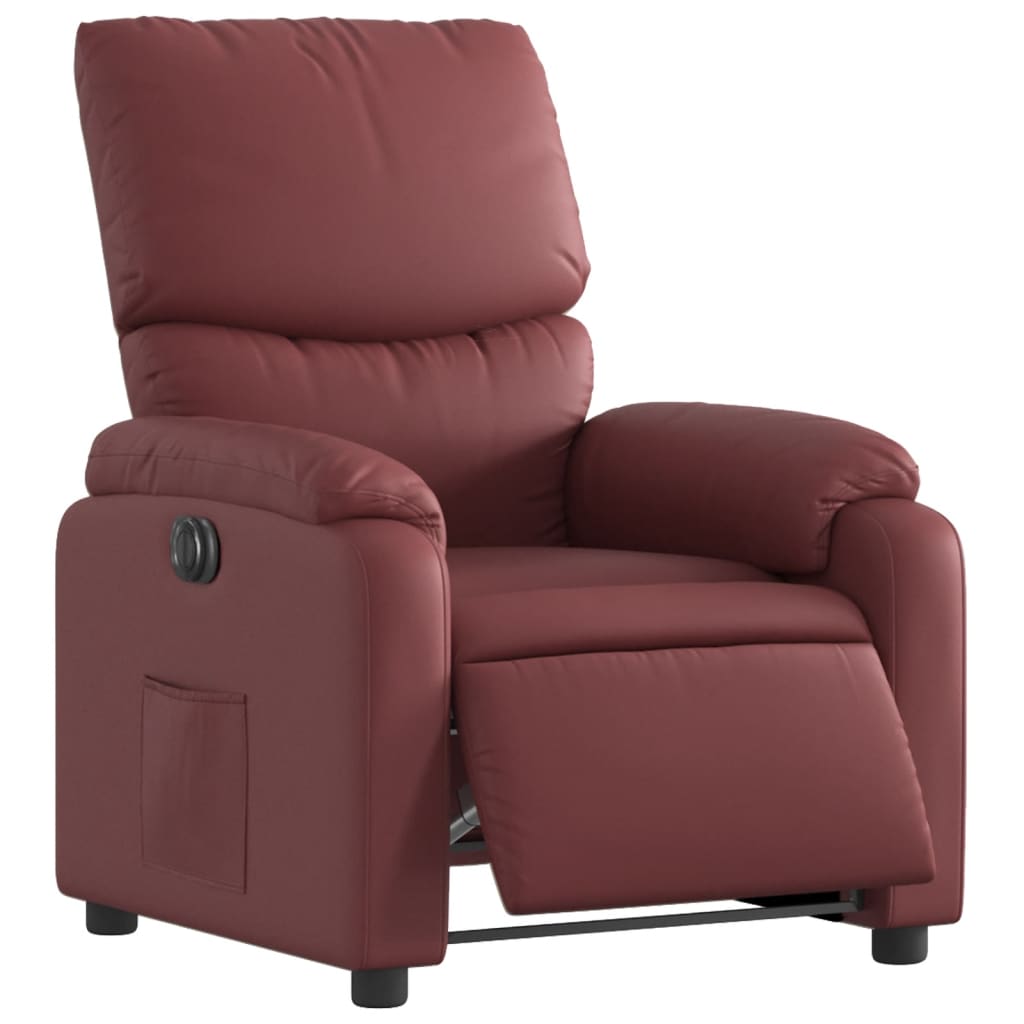 Fauteuil verstelbaar elektrisch kunstleer wijnrood