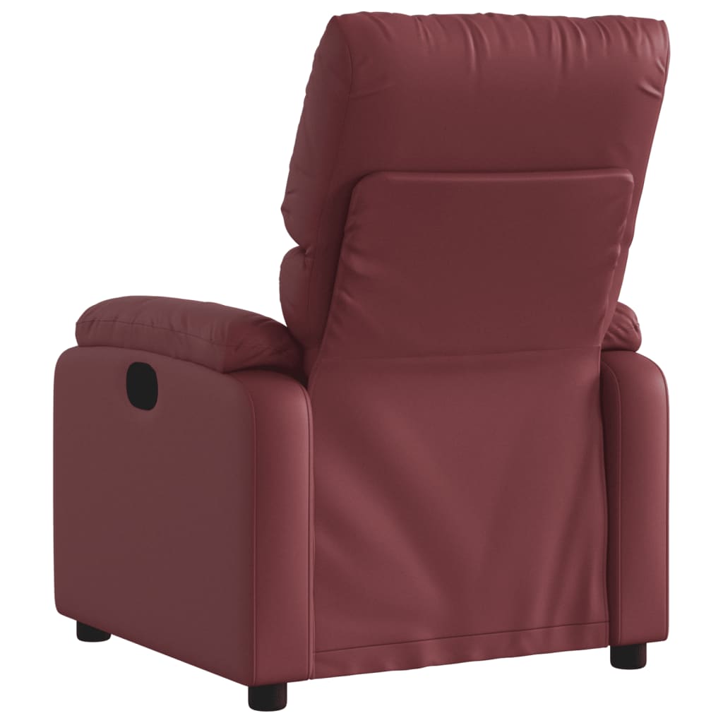 Fauteuil verstelbaar elektrisch kunstleer wijnrood