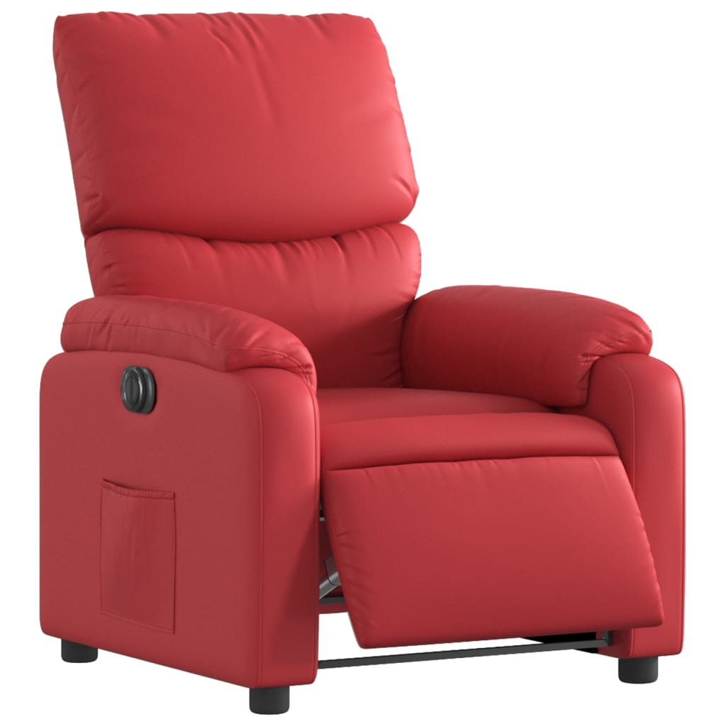 Fauteuil verstelbaar elektrisch kunstleer rood