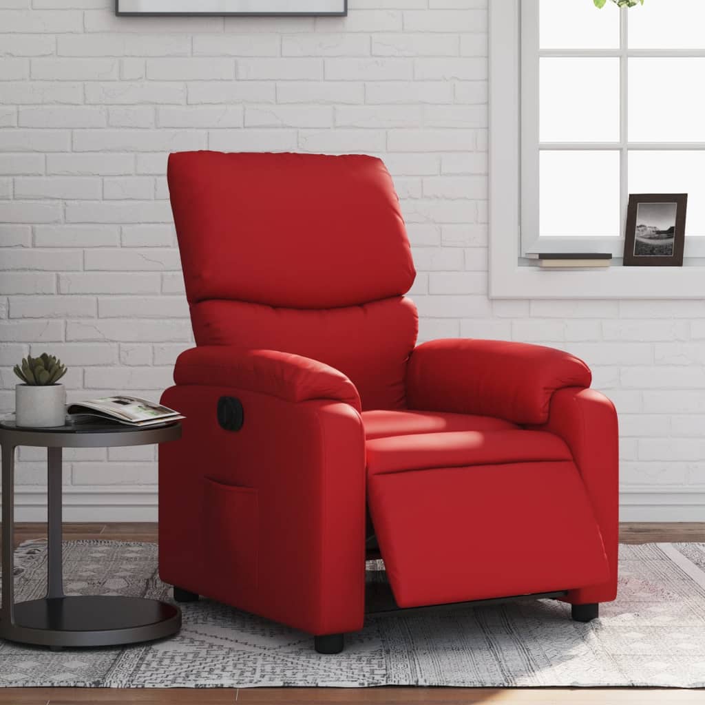 Fauteuil verstelbaar elektrisch kunstleer rood
