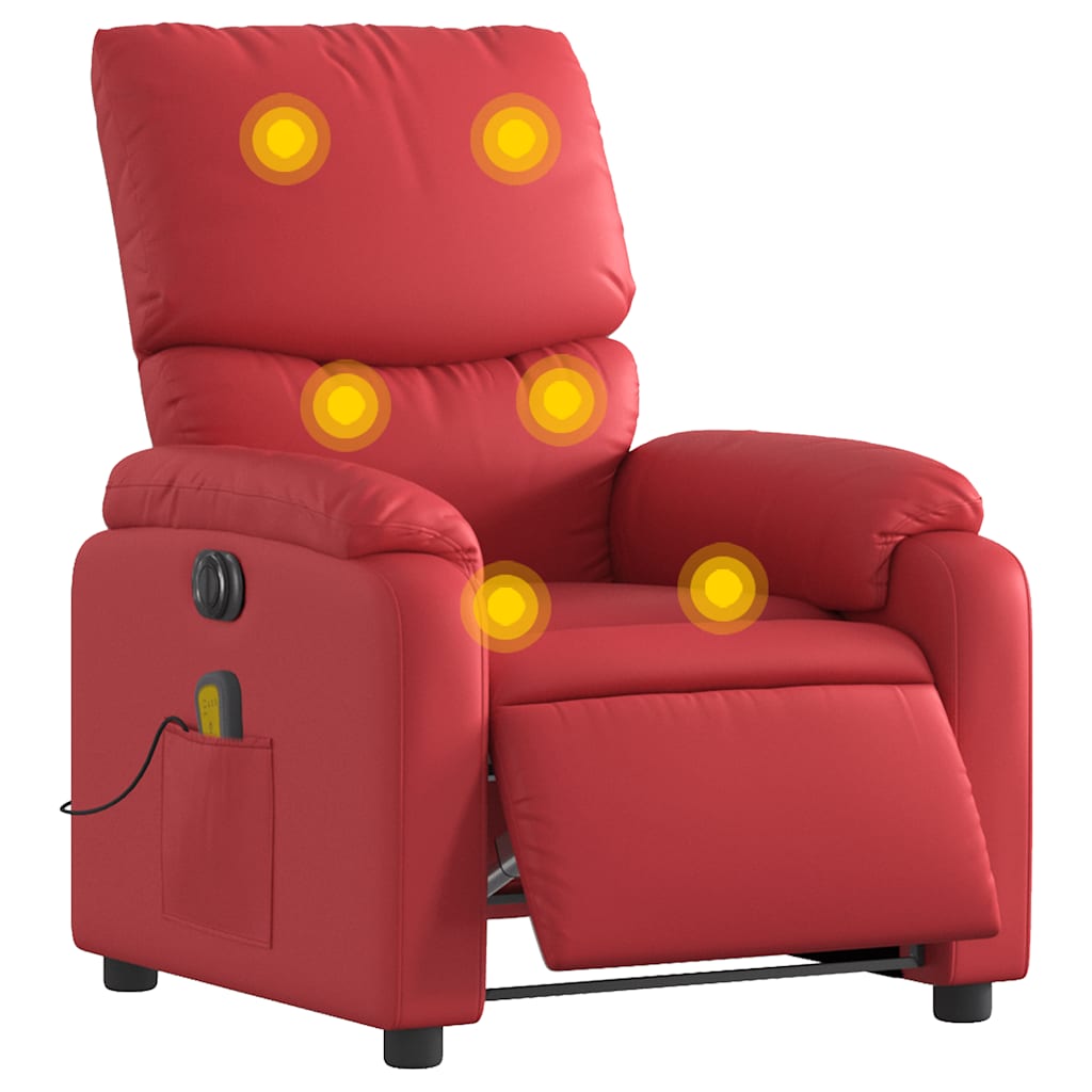 Massagestoel verstelbaar elektrisch kunstleer rood