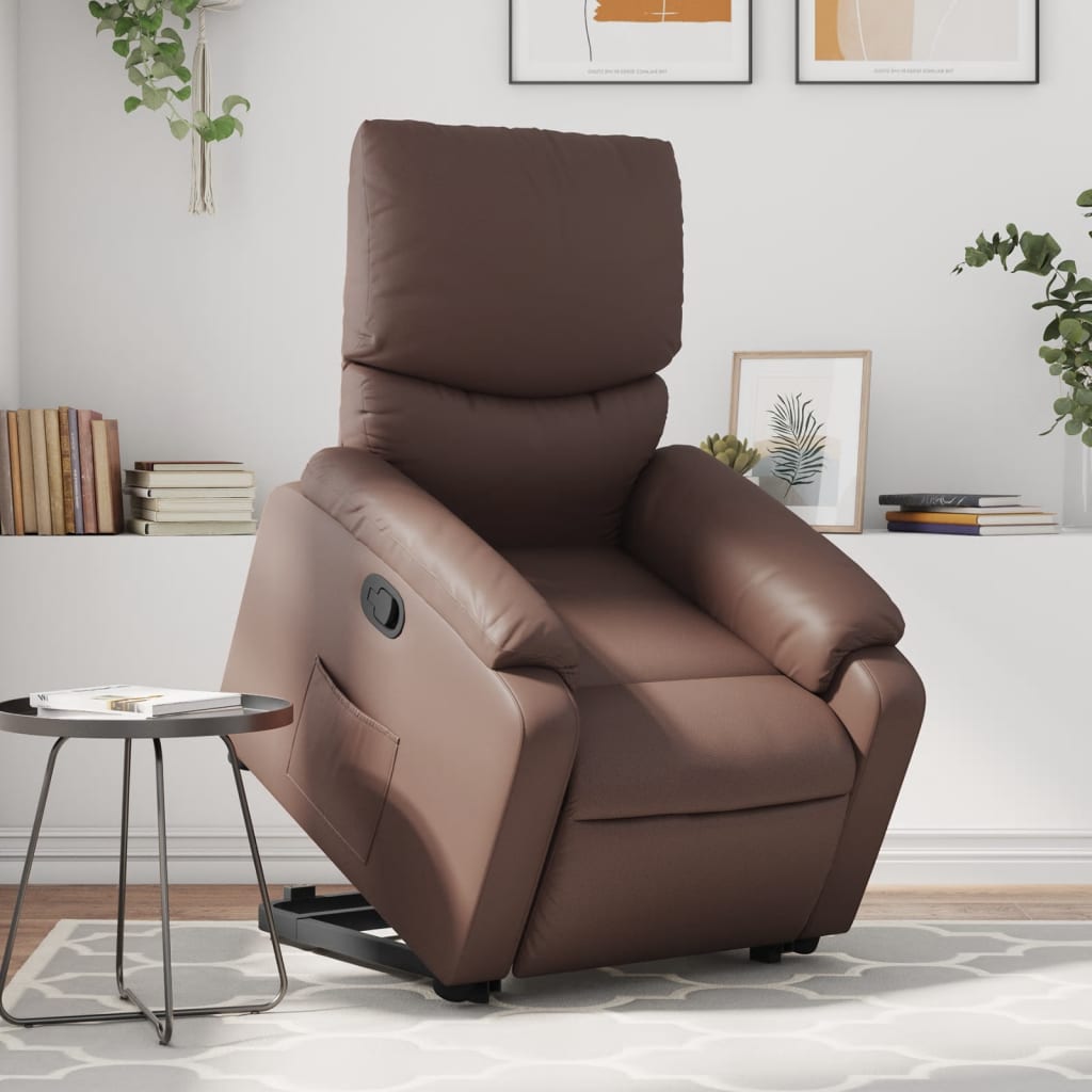 Sta-op-fauteuil verstelbaar kunstleer bruin