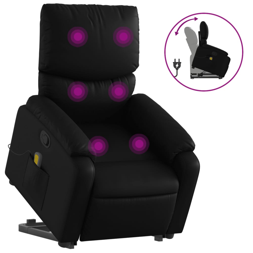 Sta-op-massagestoel verstelbaar kunstleer zwart