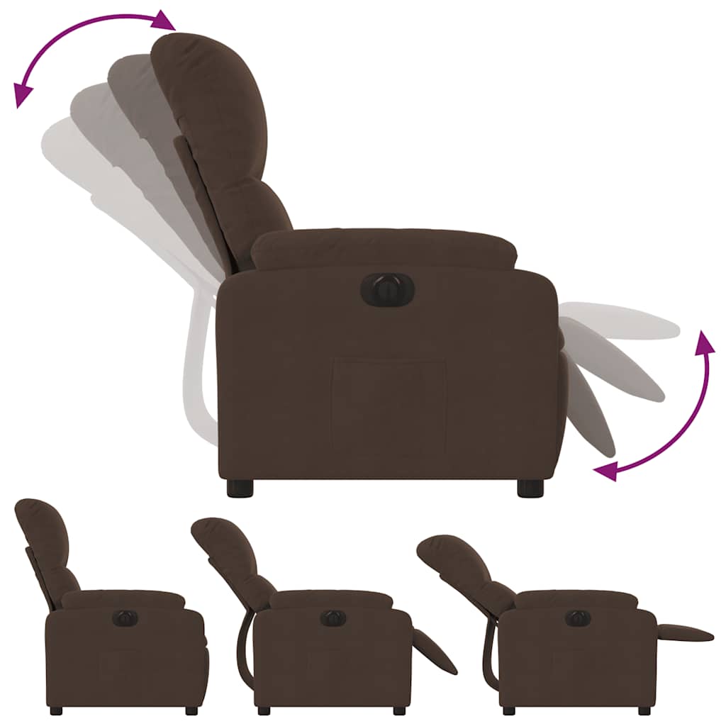 Fauteuil verstelbaar elektrisch microvezelstof bruin