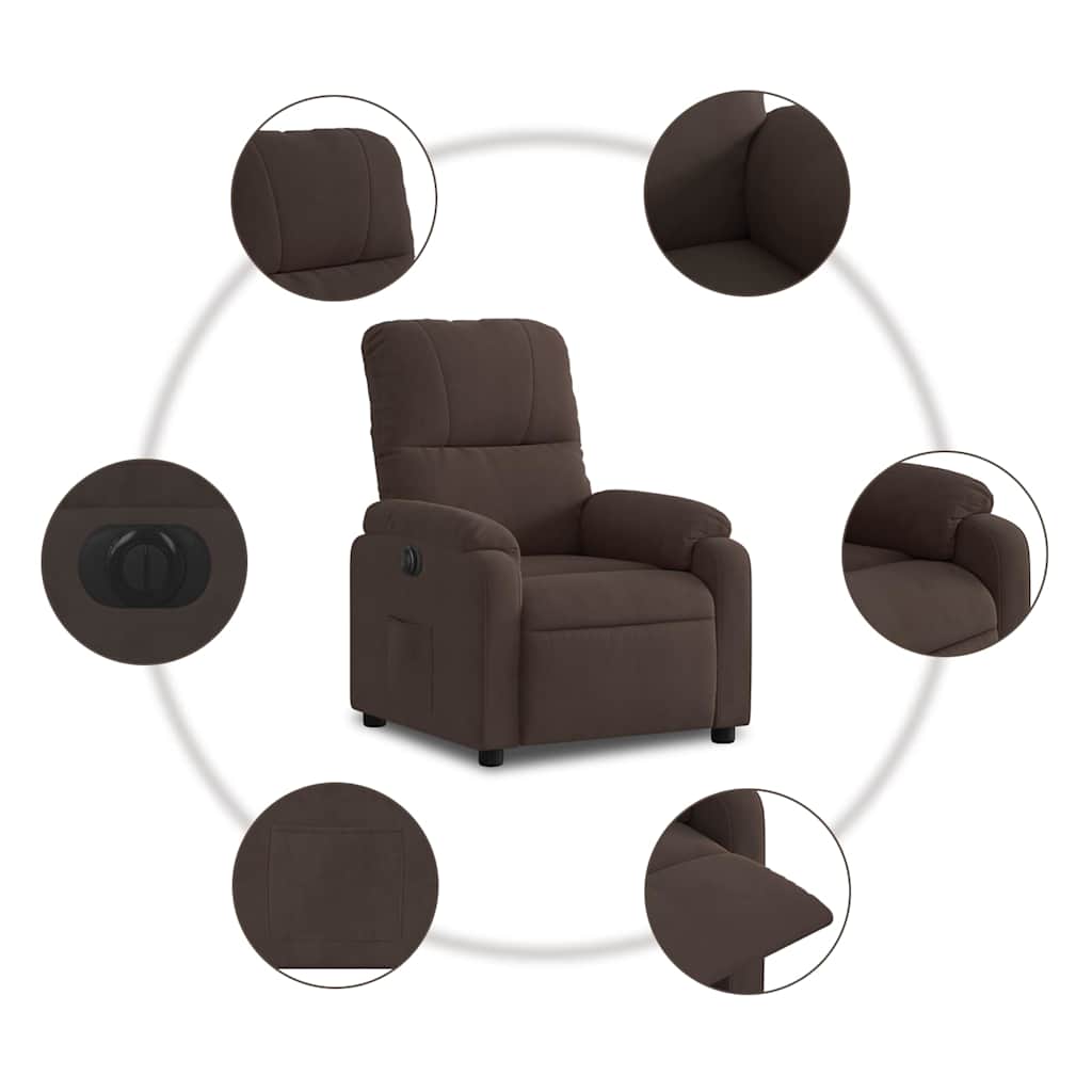 Fauteuil verstelbaar elektrisch microvezelstof bruin