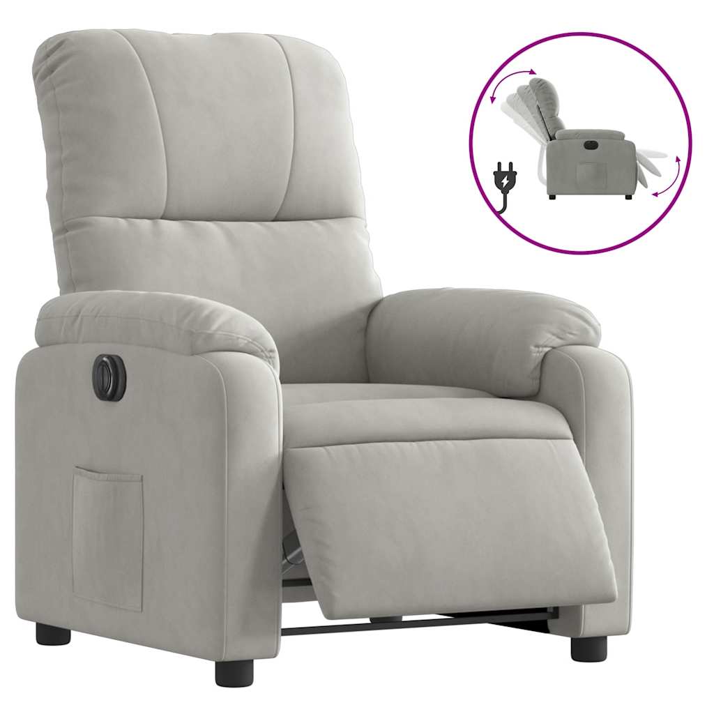 Fauteuil verstelbaar elektrisch microvezelstof lichtgrijs