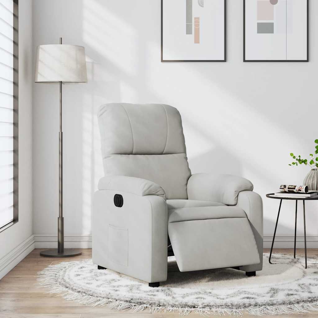 Fauteuil verstelbaar elektrisch microvezelstof lichtgrijs