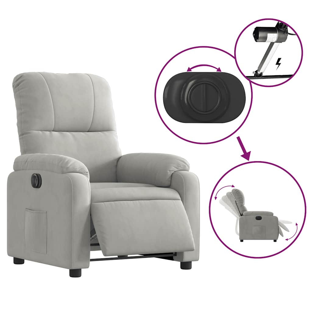 Fauteuil verstelbaar elektrisch microvezelstof lichtgrijs