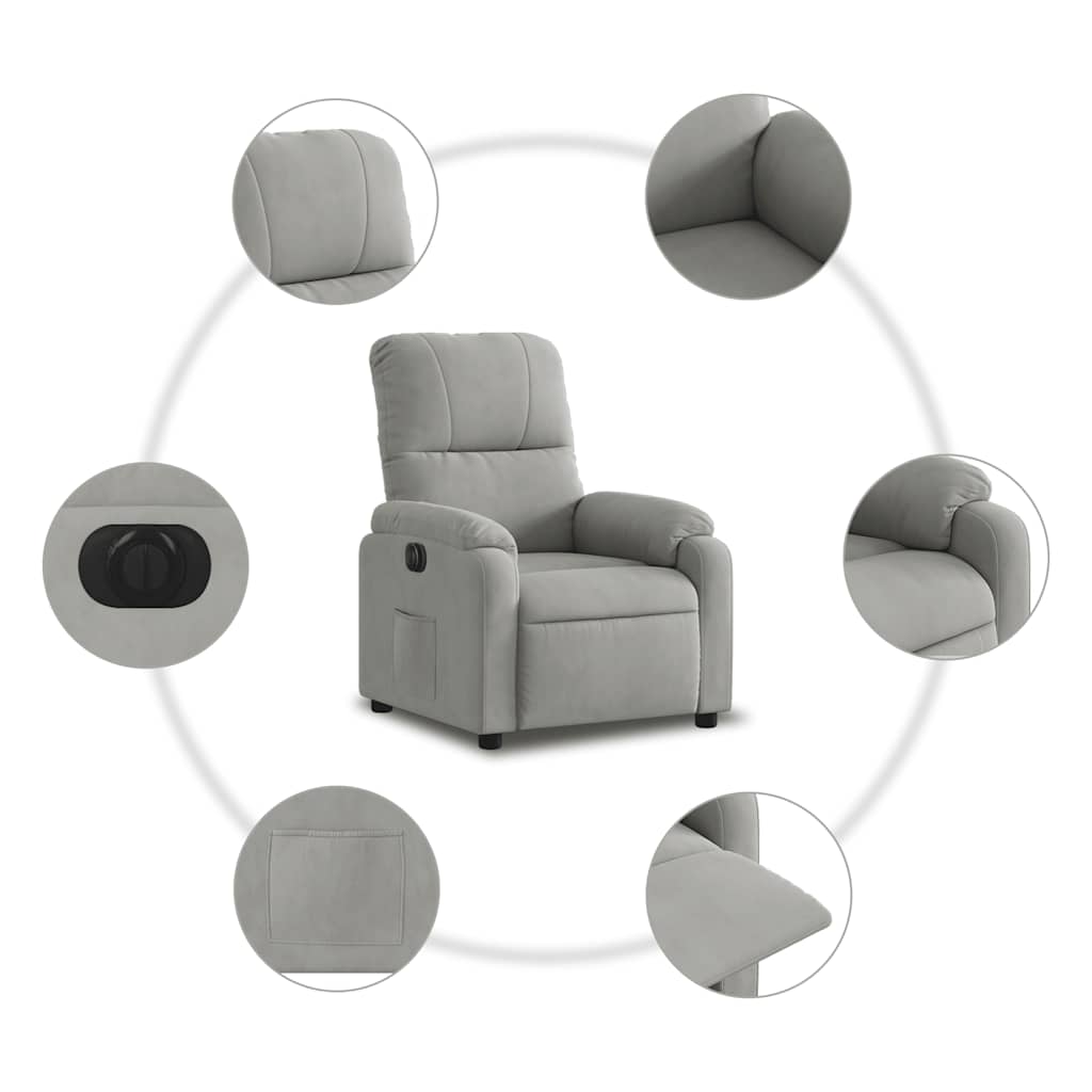 Fauteuil verstelbaar elektrisch microvezelstof lichtgrijs