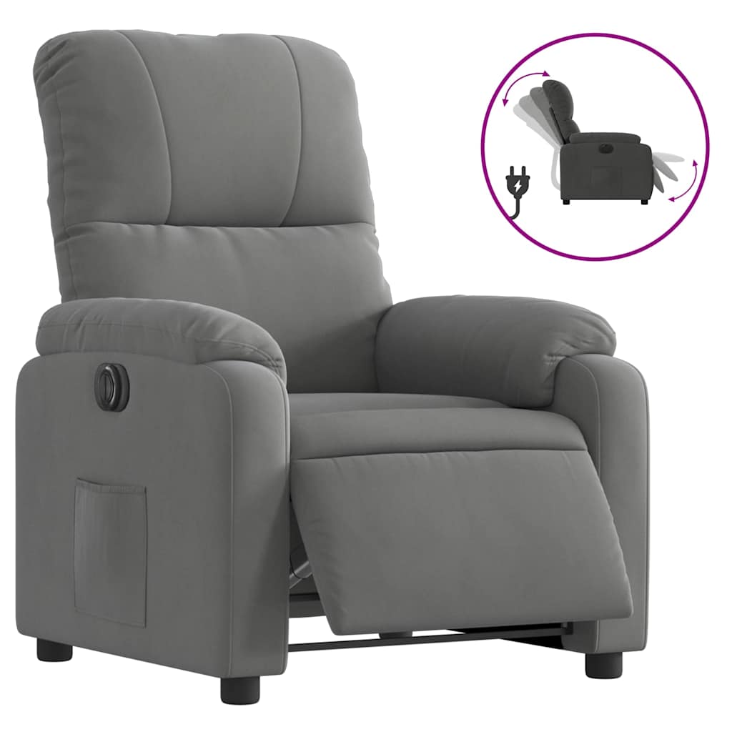 Fauteuil verstelbaar elektrisch microvezelstof donkergrijs