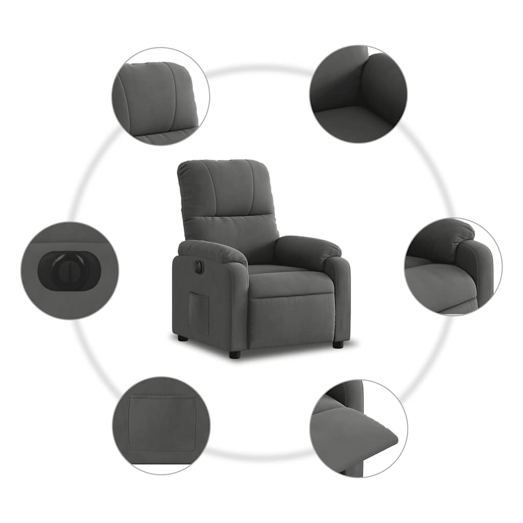 Fauteuil verstelbaar elektrisch microvezelstof donkergrijs