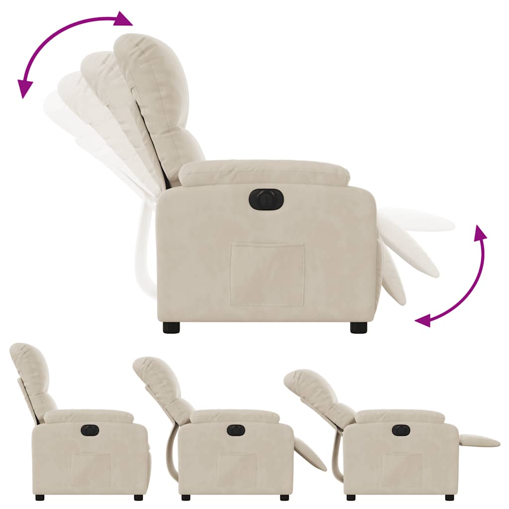 Fauteuil elektrisch verstelbaar microvezelstof beige