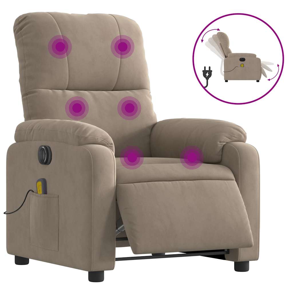Massagestoel elektrisch verstelbaar microvezelstof taupe