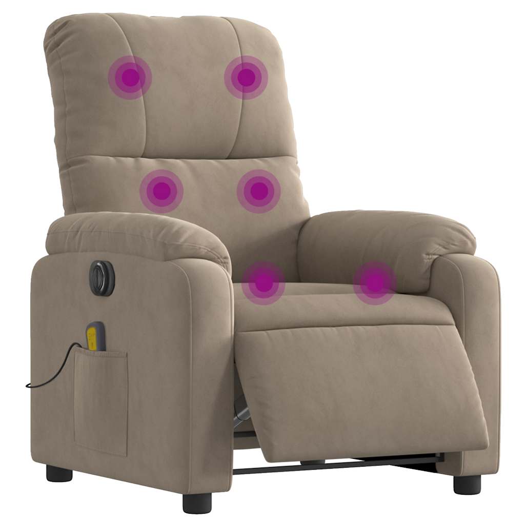 Massagestoel elektrisch verstelbaar microvezelstof taupe