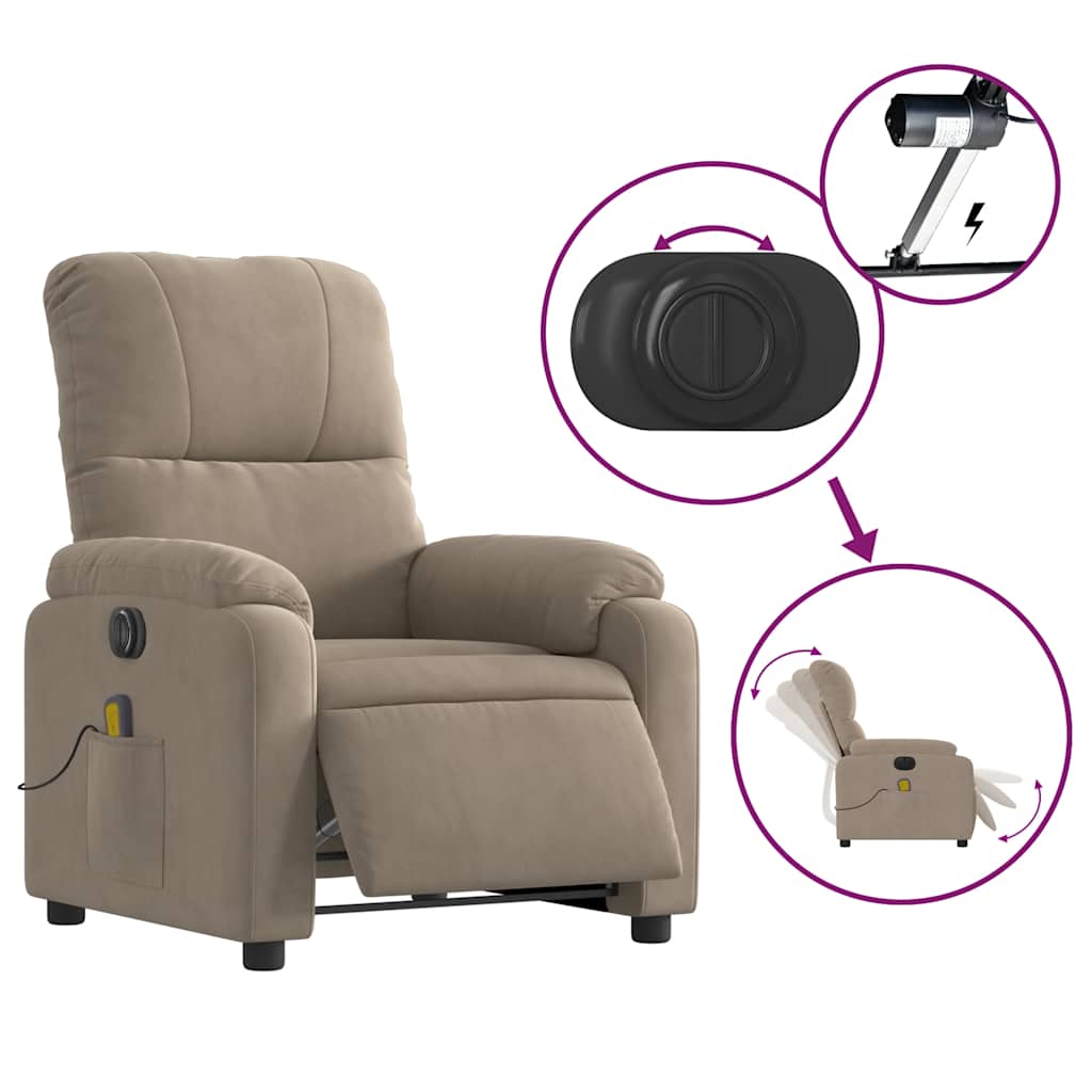 Massagestoel elektrisch verstelbaar microvezelstof taupe