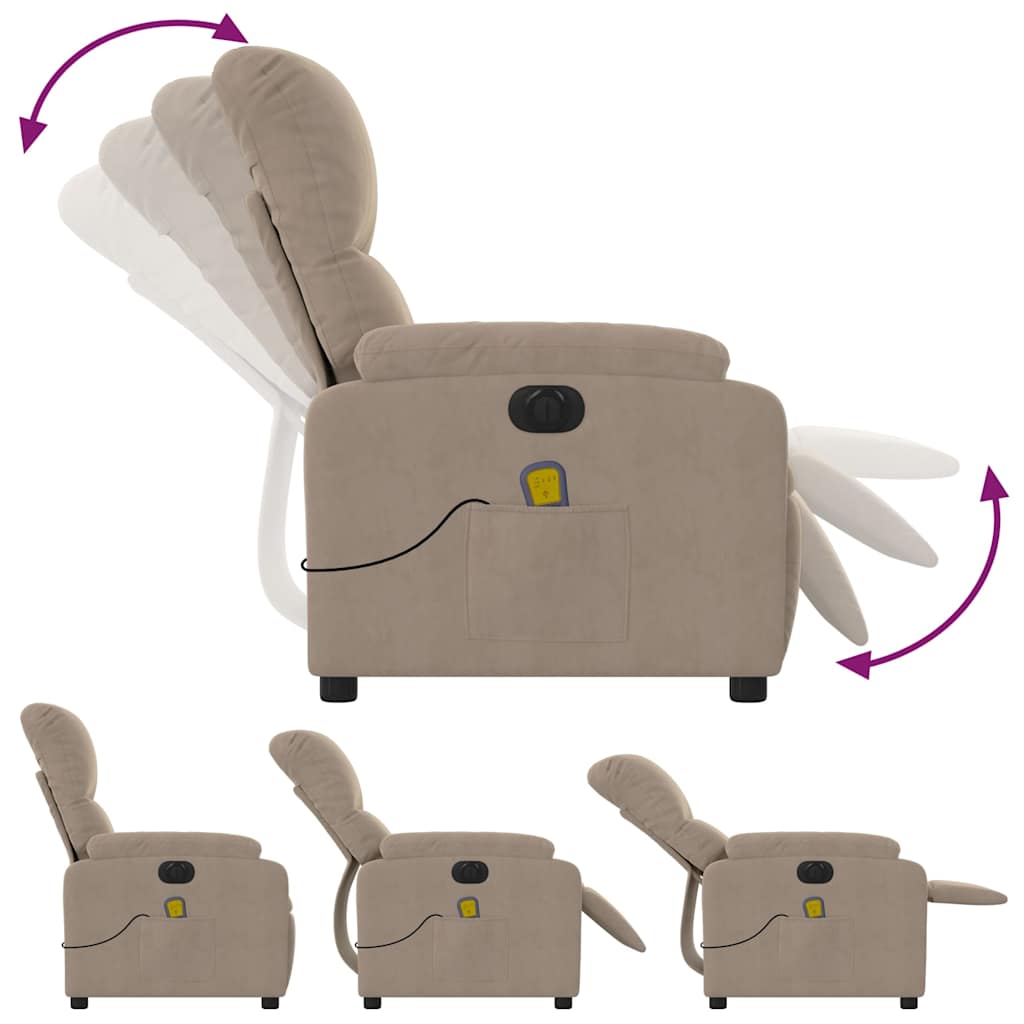 Massagestoel elektrisch verstelbaar microvezelstof taupe